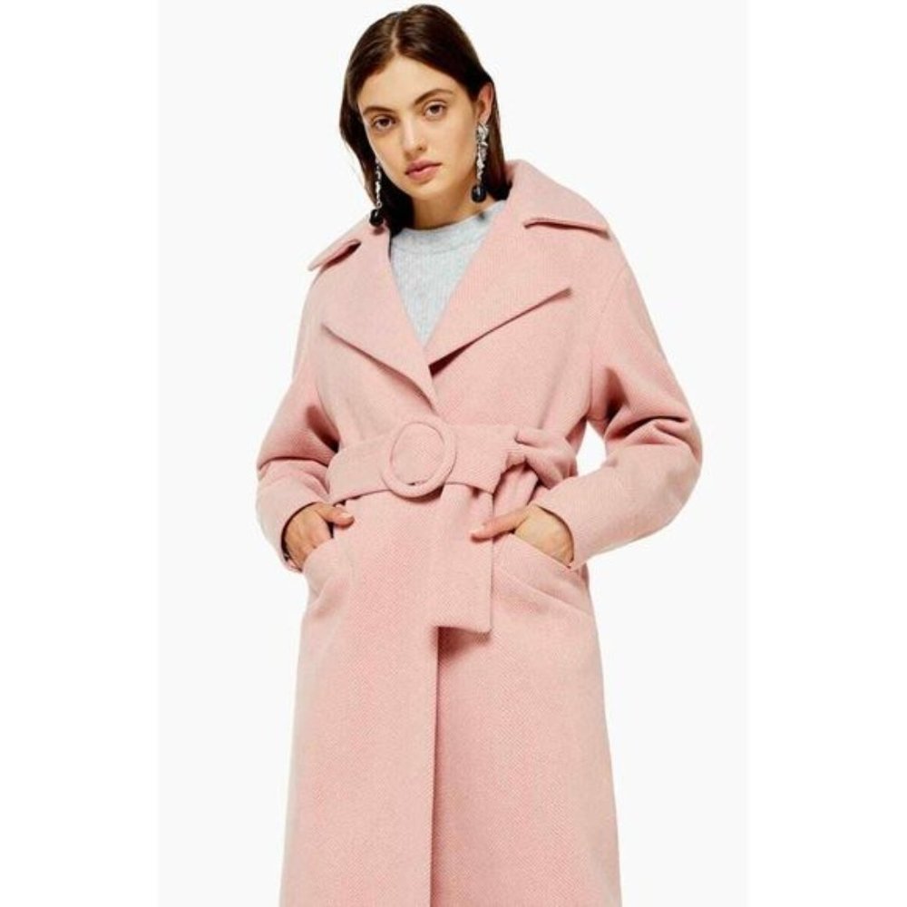 Topshop Melanie Herringbone Belted Trench Coat